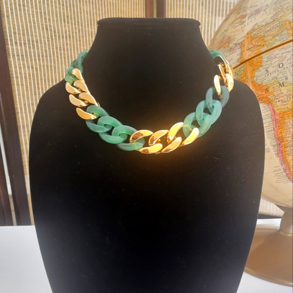 Green and Gold acrylic Necklace
